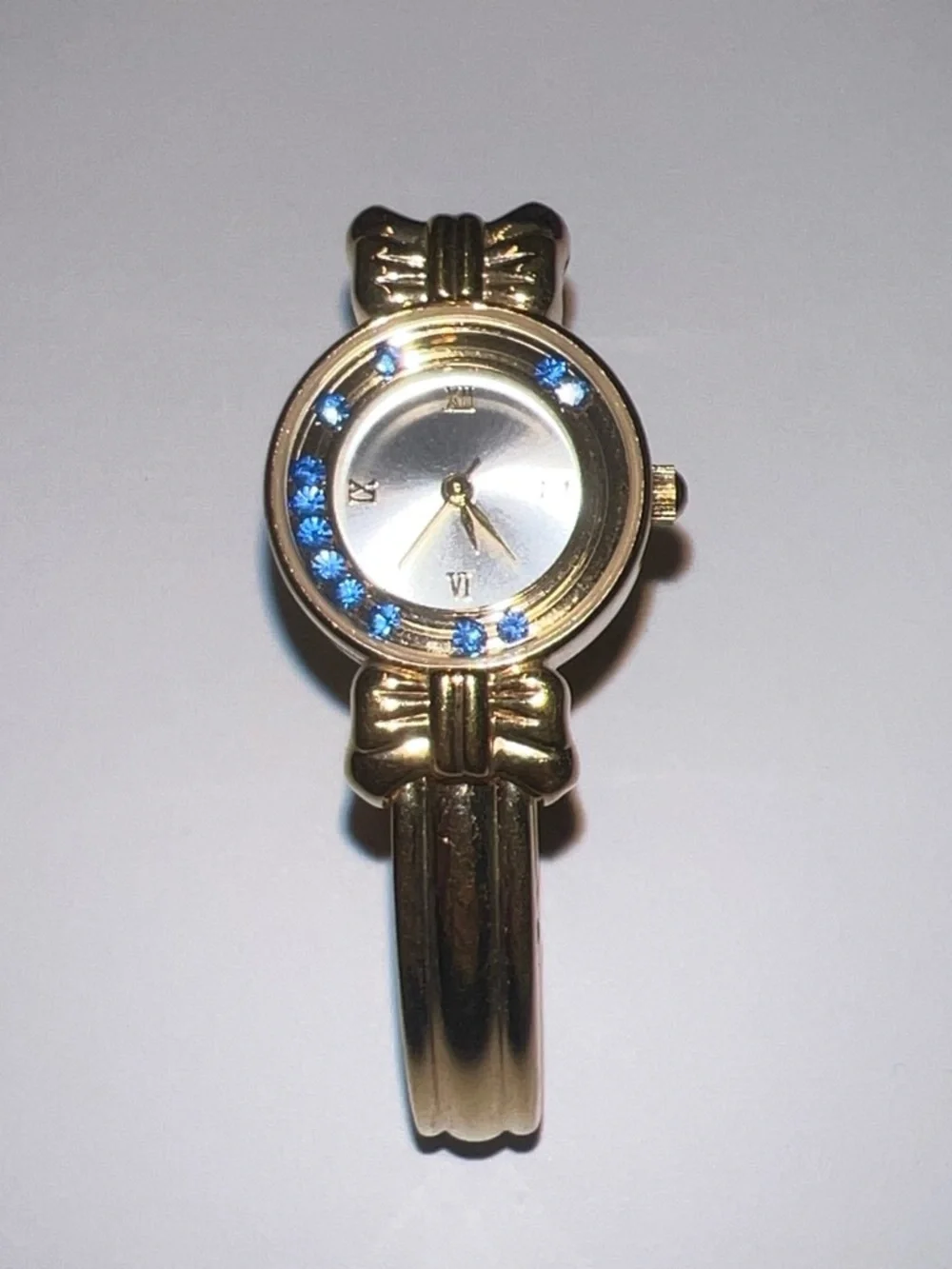 Gold-Tone Women's Watch with Blue Crystal Accents